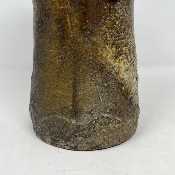 Ironstone Vase Hand Thrown Pottery Double Handle Unmarked 10.25" Tall - Picture 12 of 16